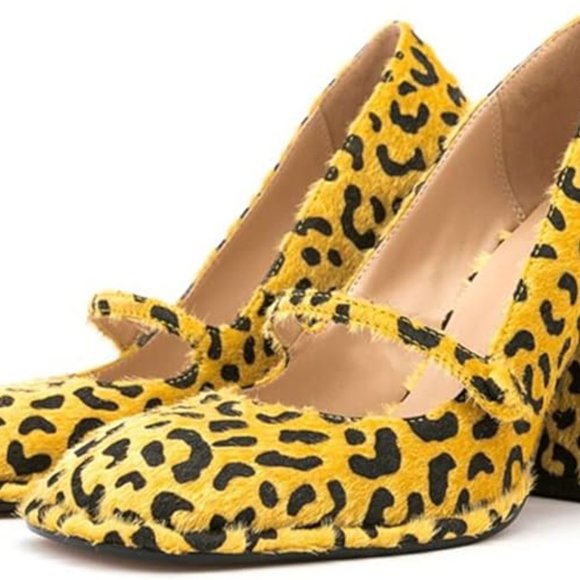 FUNKY CHUNKY LEOPARD PRINT PUMPS SHOES - Picture 3 of 4